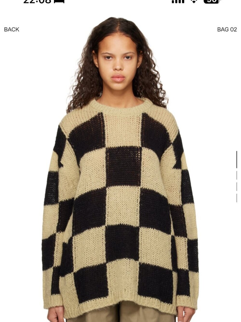 OPEN YY Beige Check Sweater - Size 1 (Oversized)